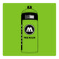 A black outline drawing of a lime green spray paint can with the words "belton","premium" and the letter"M" written on the face in black and white font. The background is a color swatch of the same lime green color with a white border