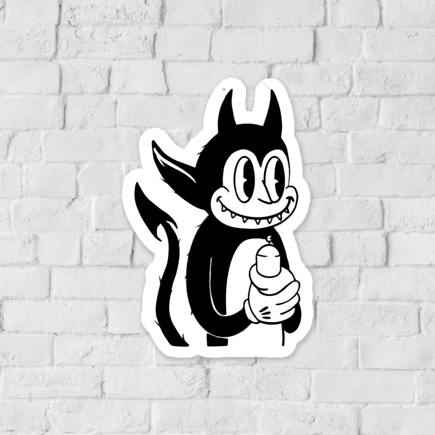 Original designed black devil cartoon decorative sticker.