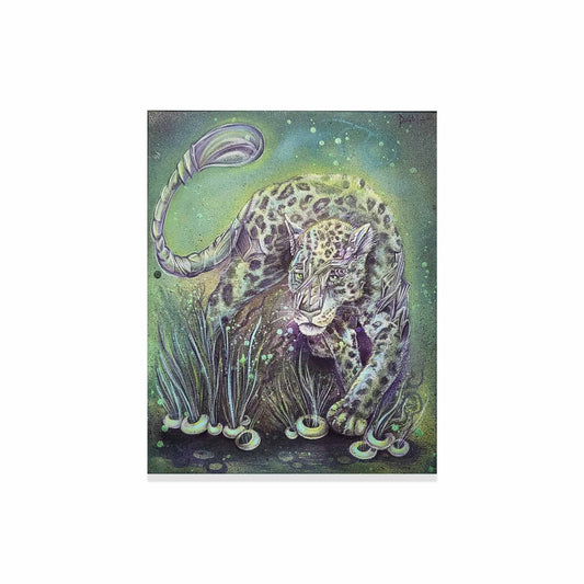 An abstract painting of a Sci-Fi infused jaguar.