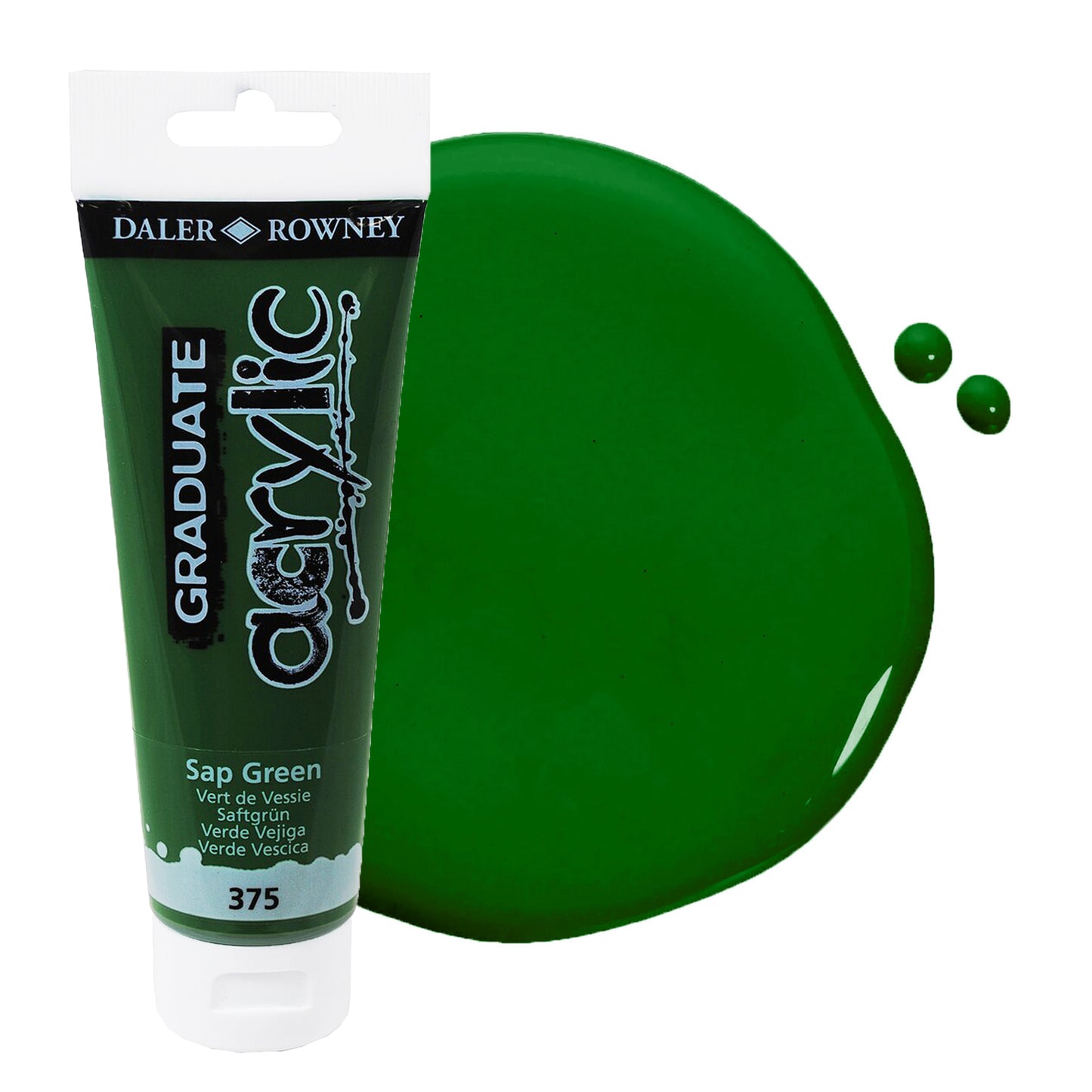 Daler & Rowney beginner's sap green acrylic paint tube