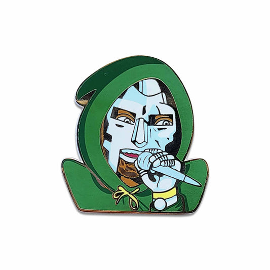 MF Doom metal mask and microphone pin