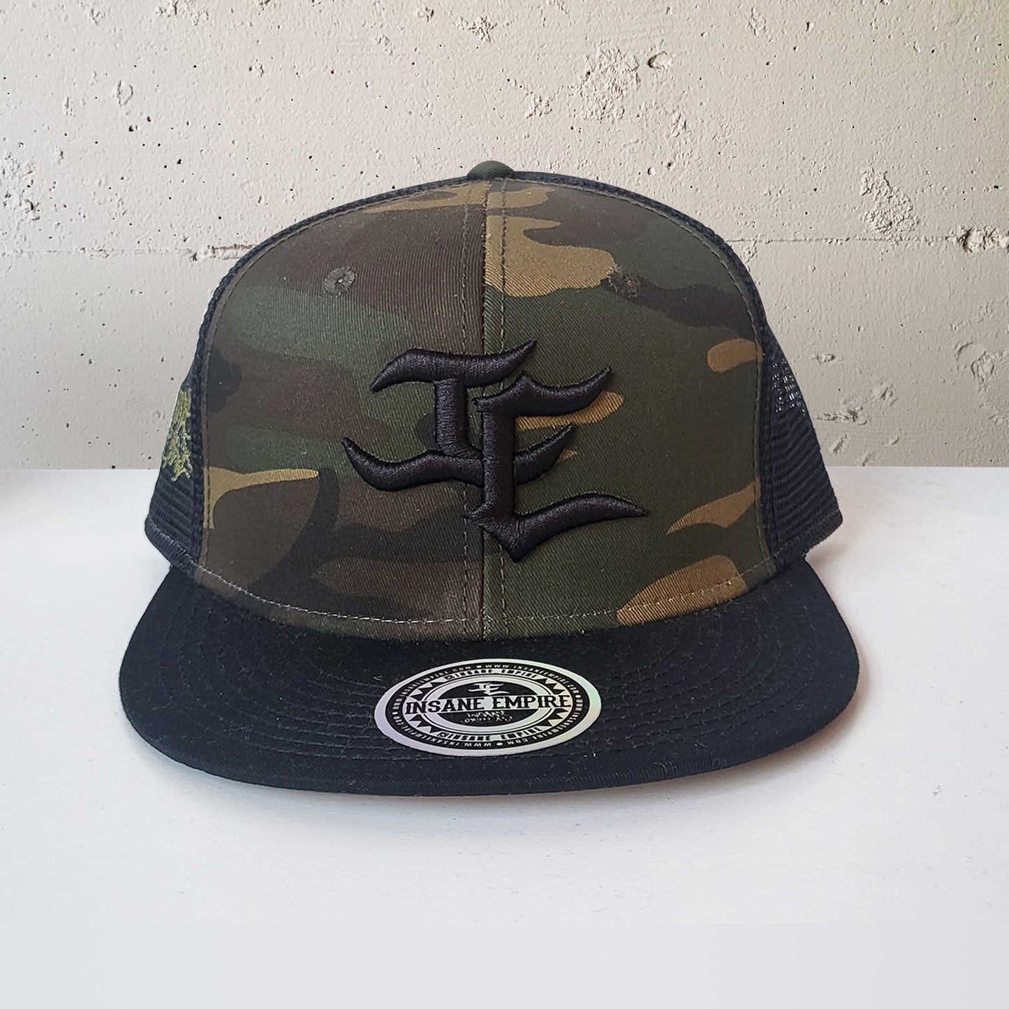Local artist clothing brand inland empire camo mesh snap back