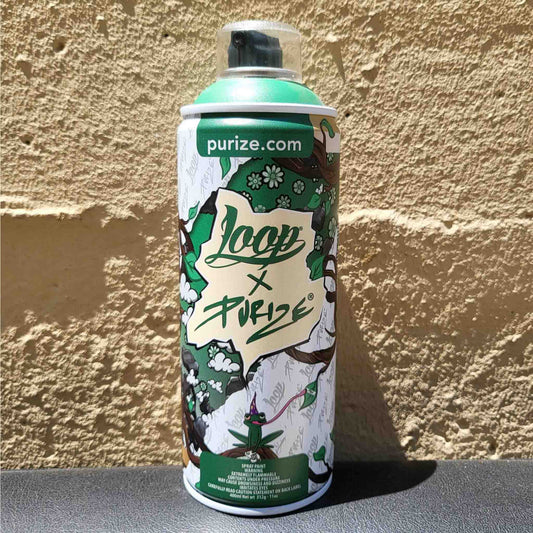 Loop Colors and Purize graphic design aerosol can