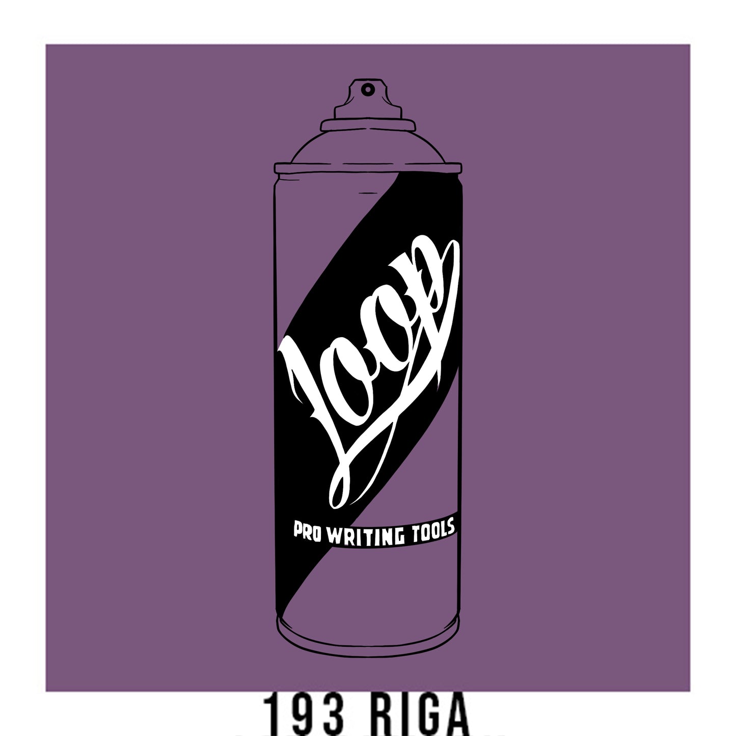 Loop colors artist spray paint in Rige purple.