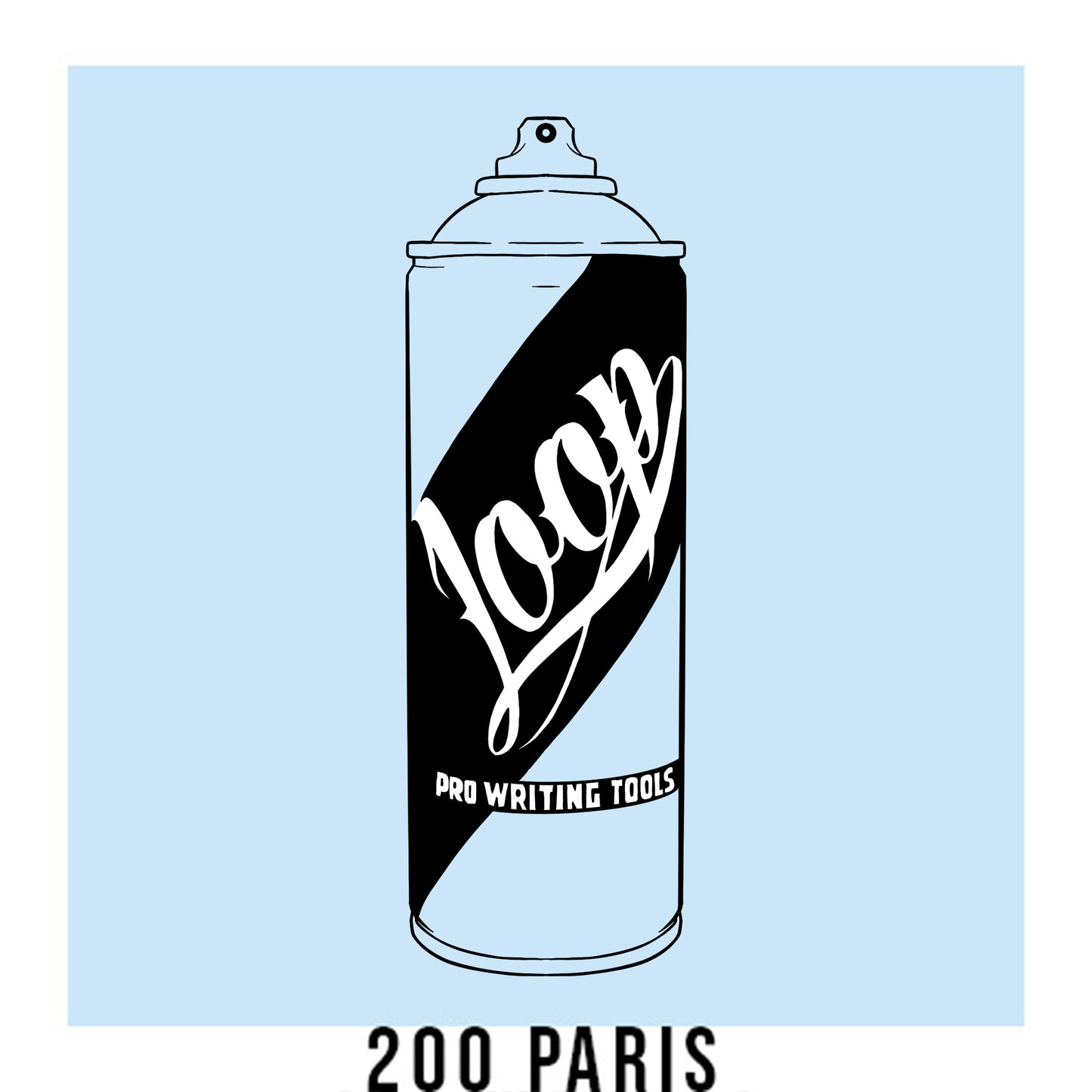 Loop colors artist spray paint in Paris light blue.