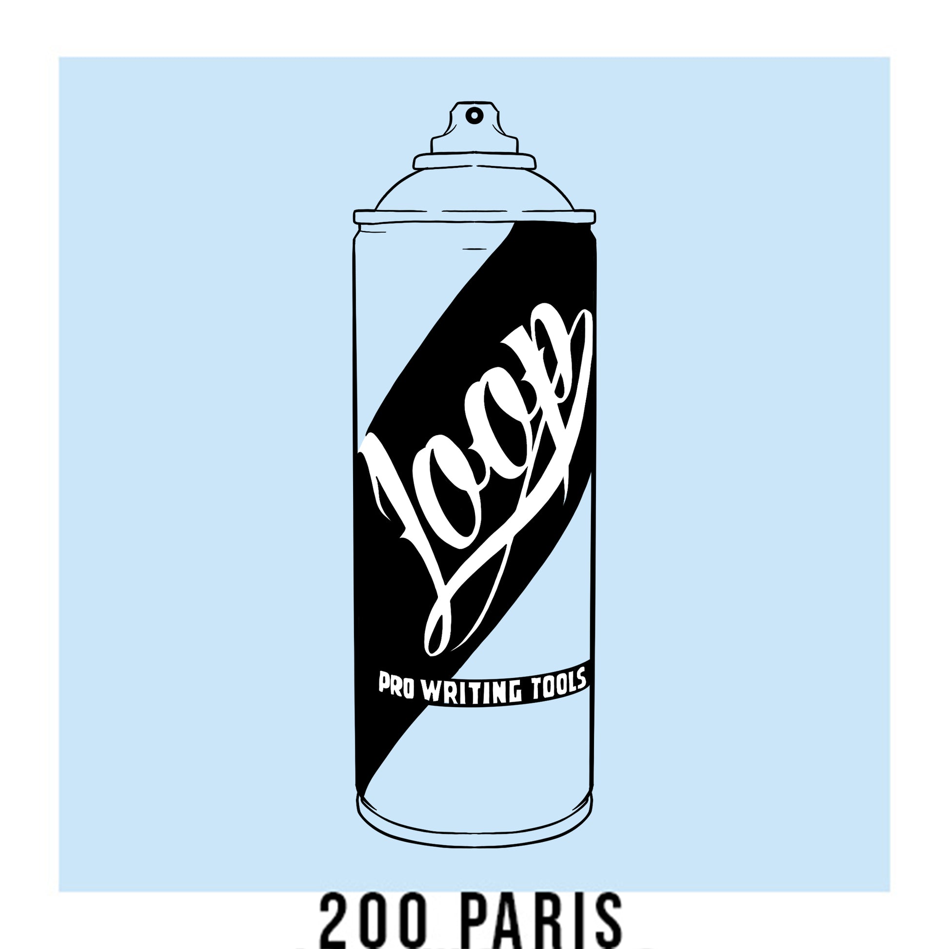 Loop colors artist spray paint in Paris light blue.