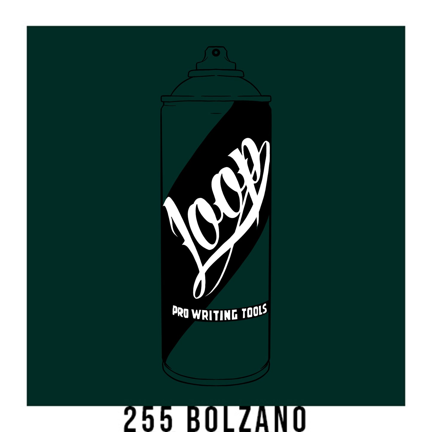 Loop colors artist spray paint in Bolanzo deep green.