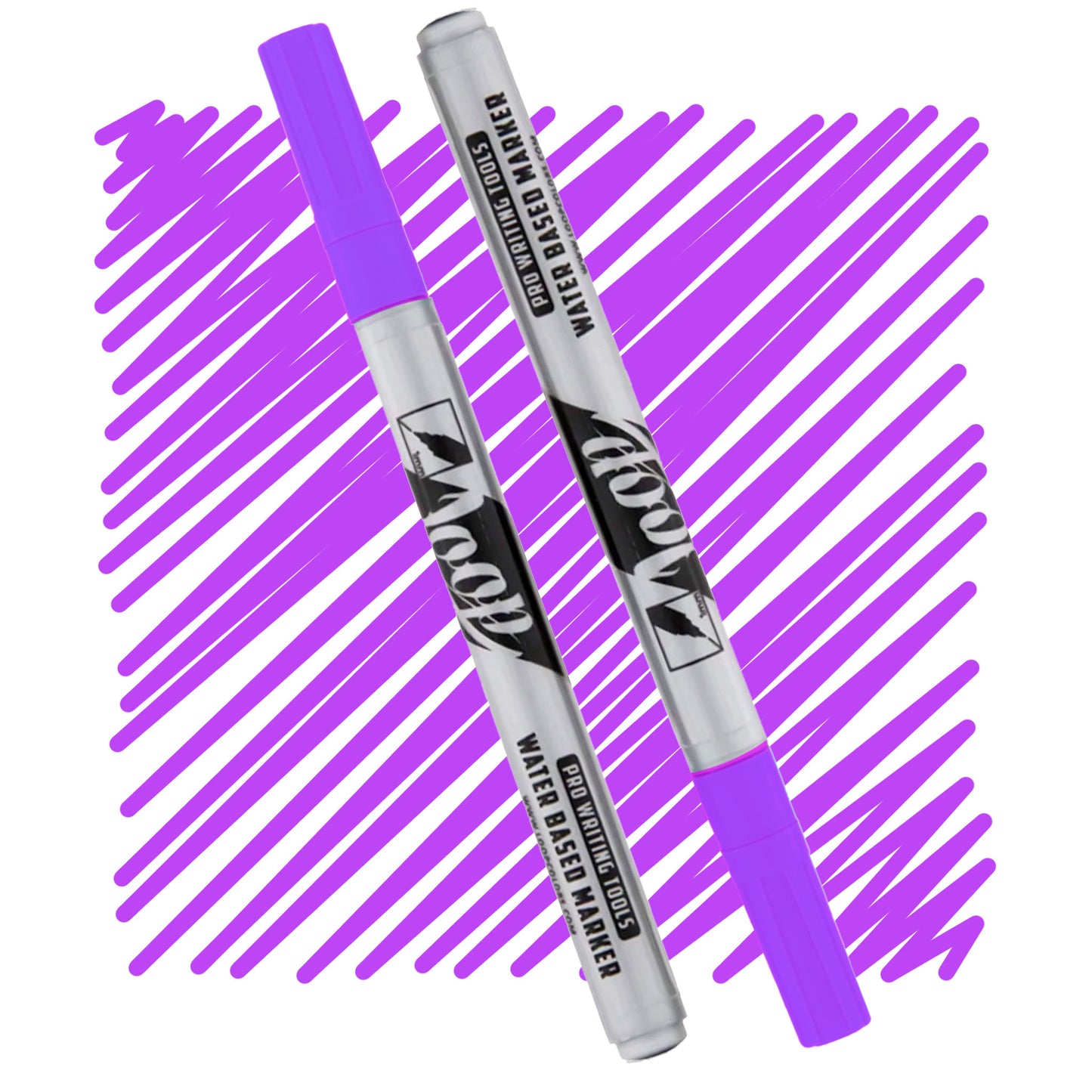 loop marker with a purple cap ,grey body and black text on a purple swatch