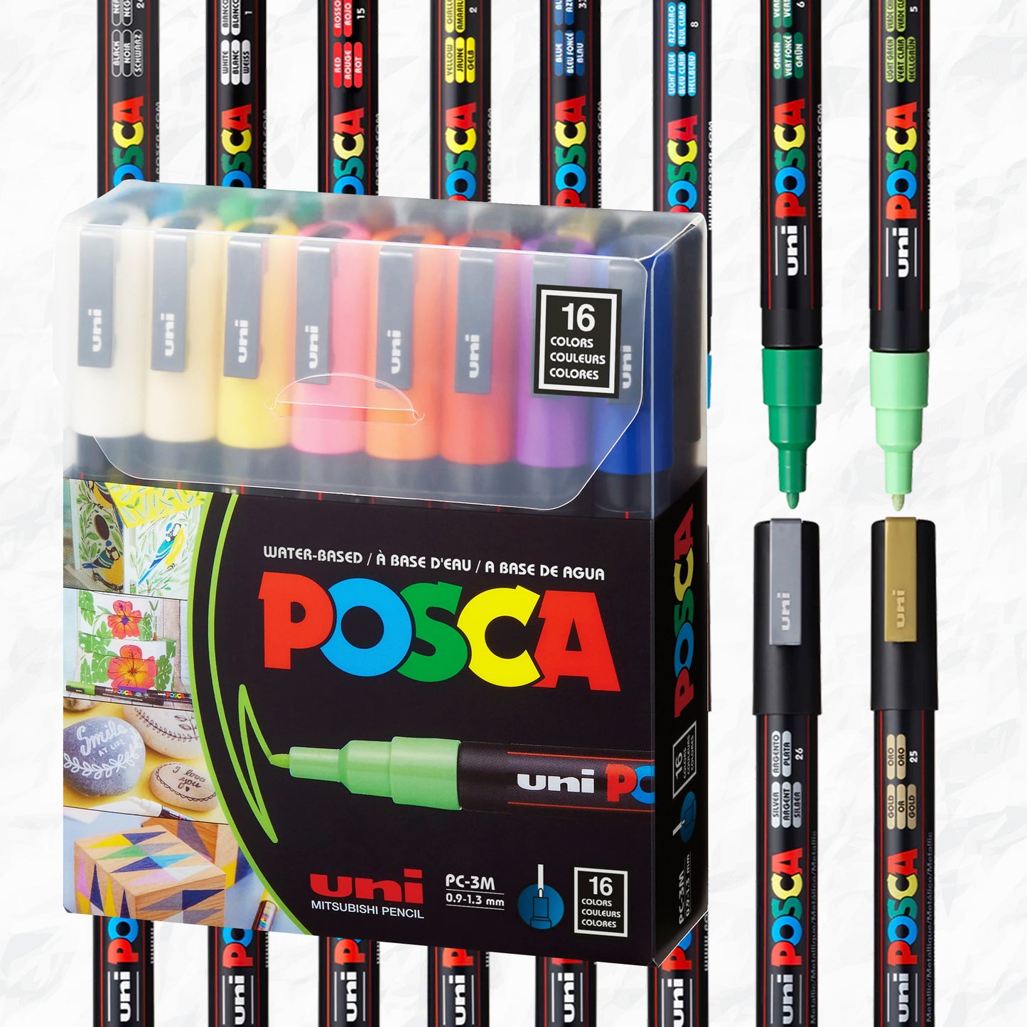 POSCA water-based acrylic paint marker 16 piece primary color set