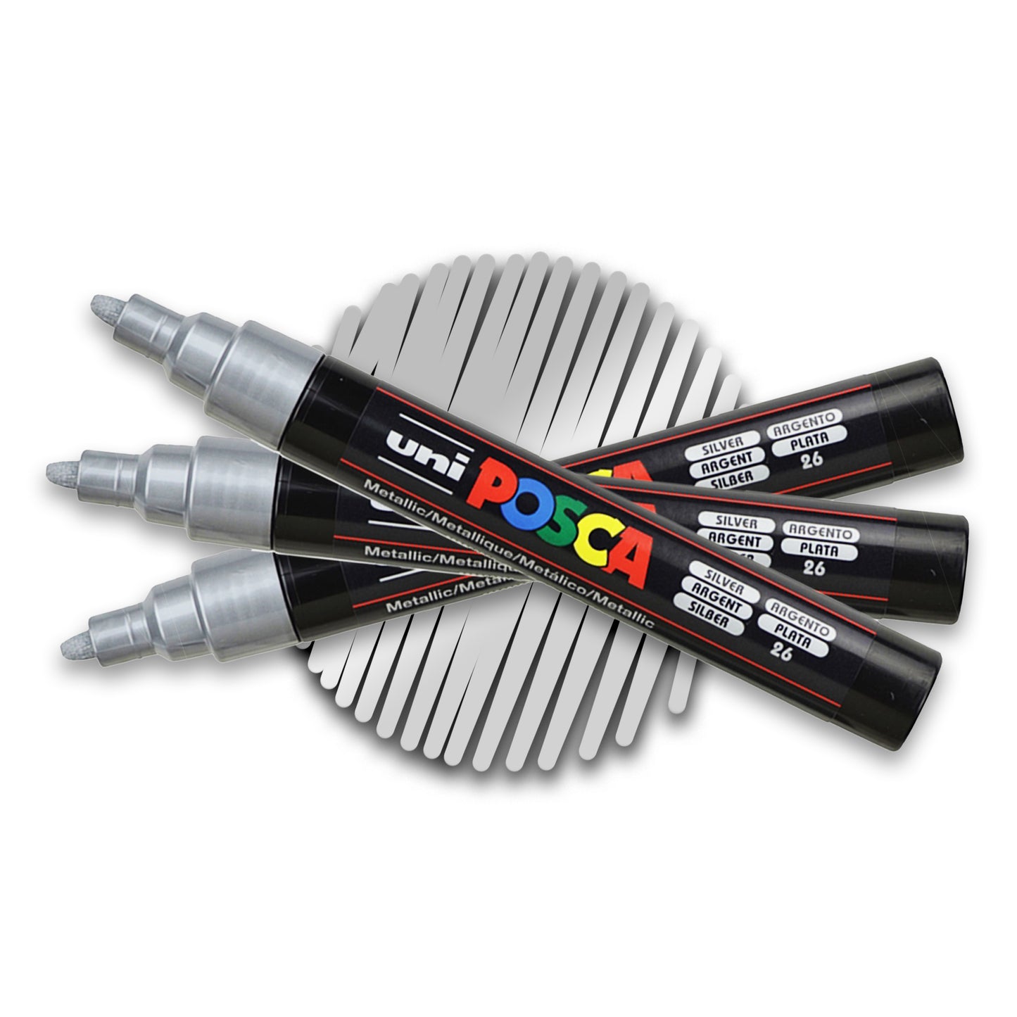 POSCA 5M artist water-based paint marker in silver.