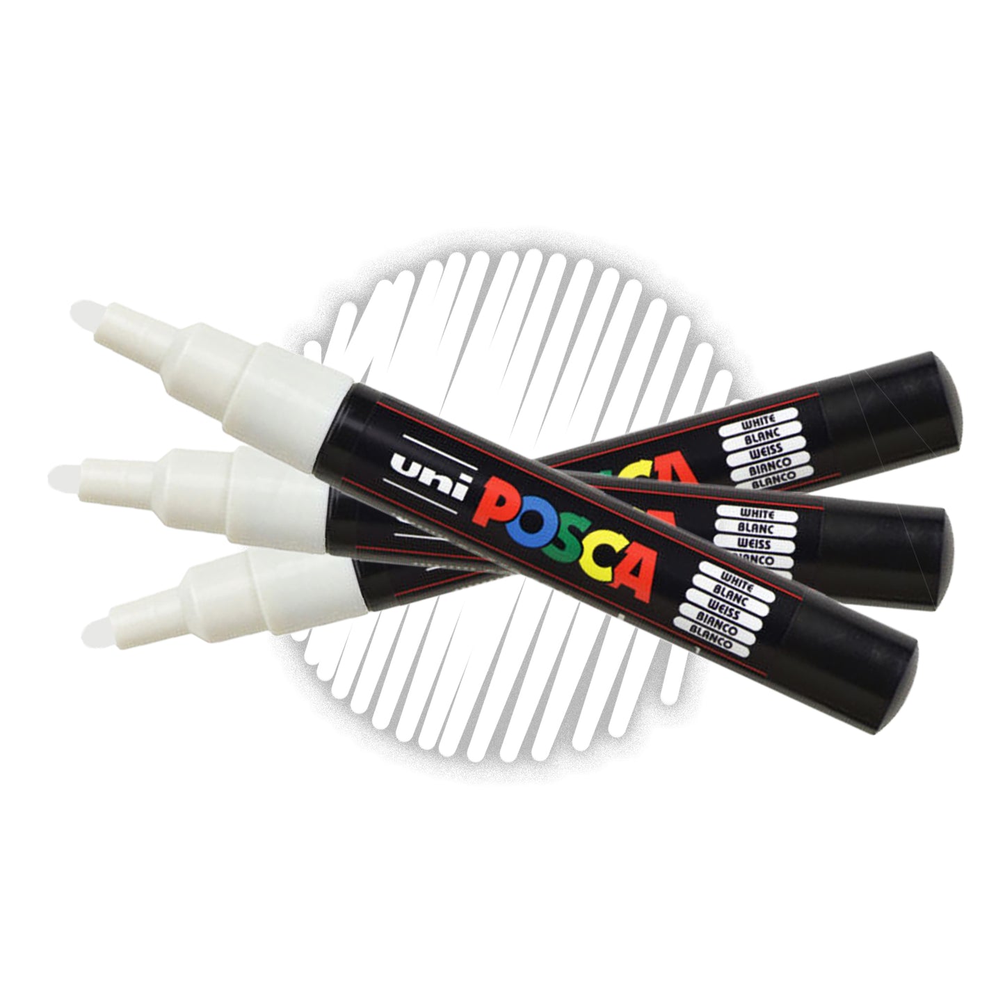 POSCA 5M artist water-based paint marker in white.