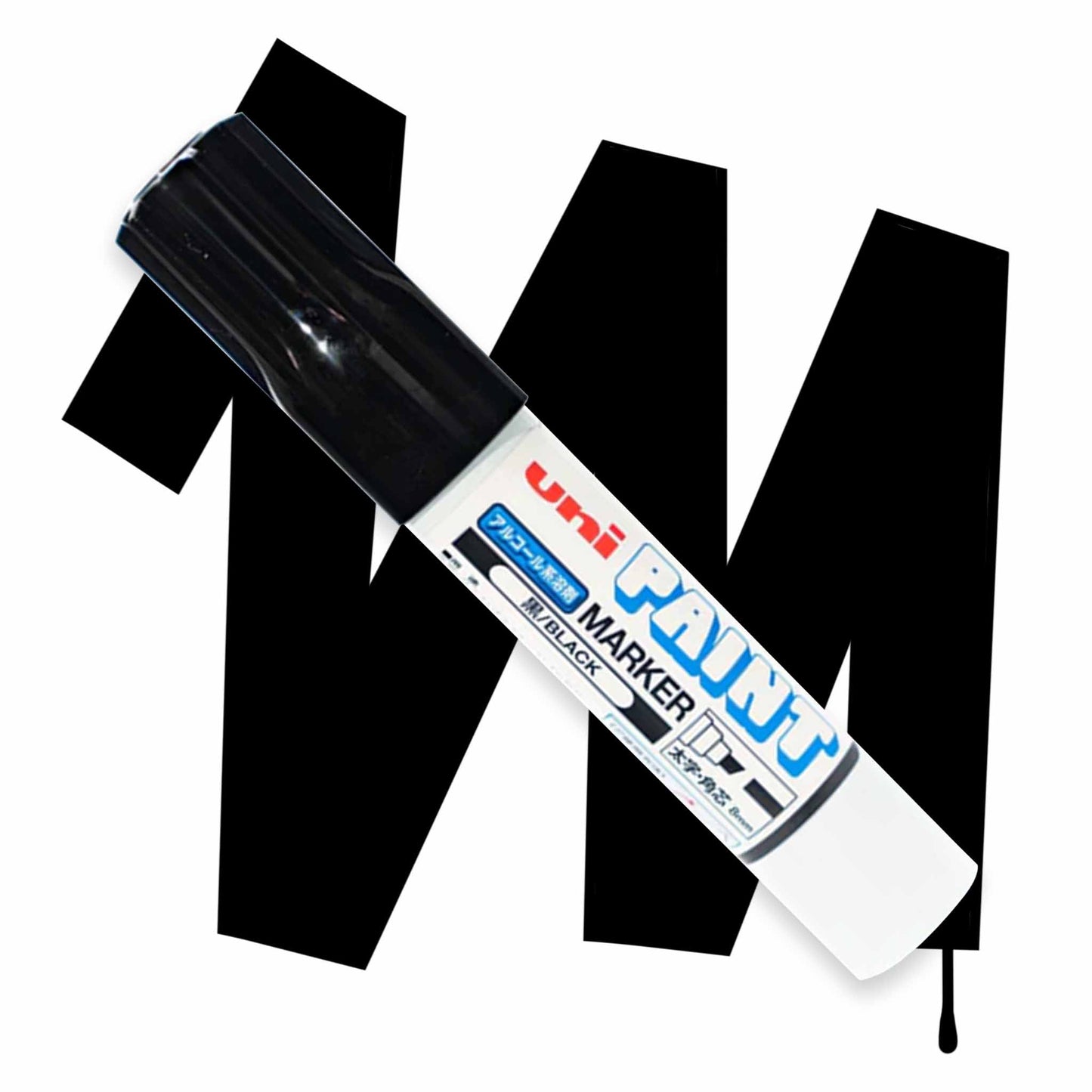 8mm Chisel tip uni paint marker in black