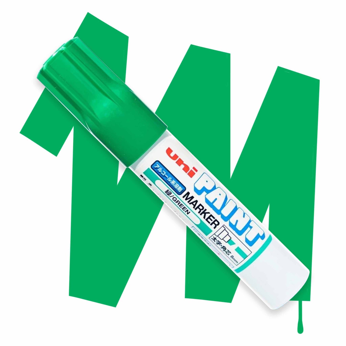 8mm Chisel tip uni paint marker in green