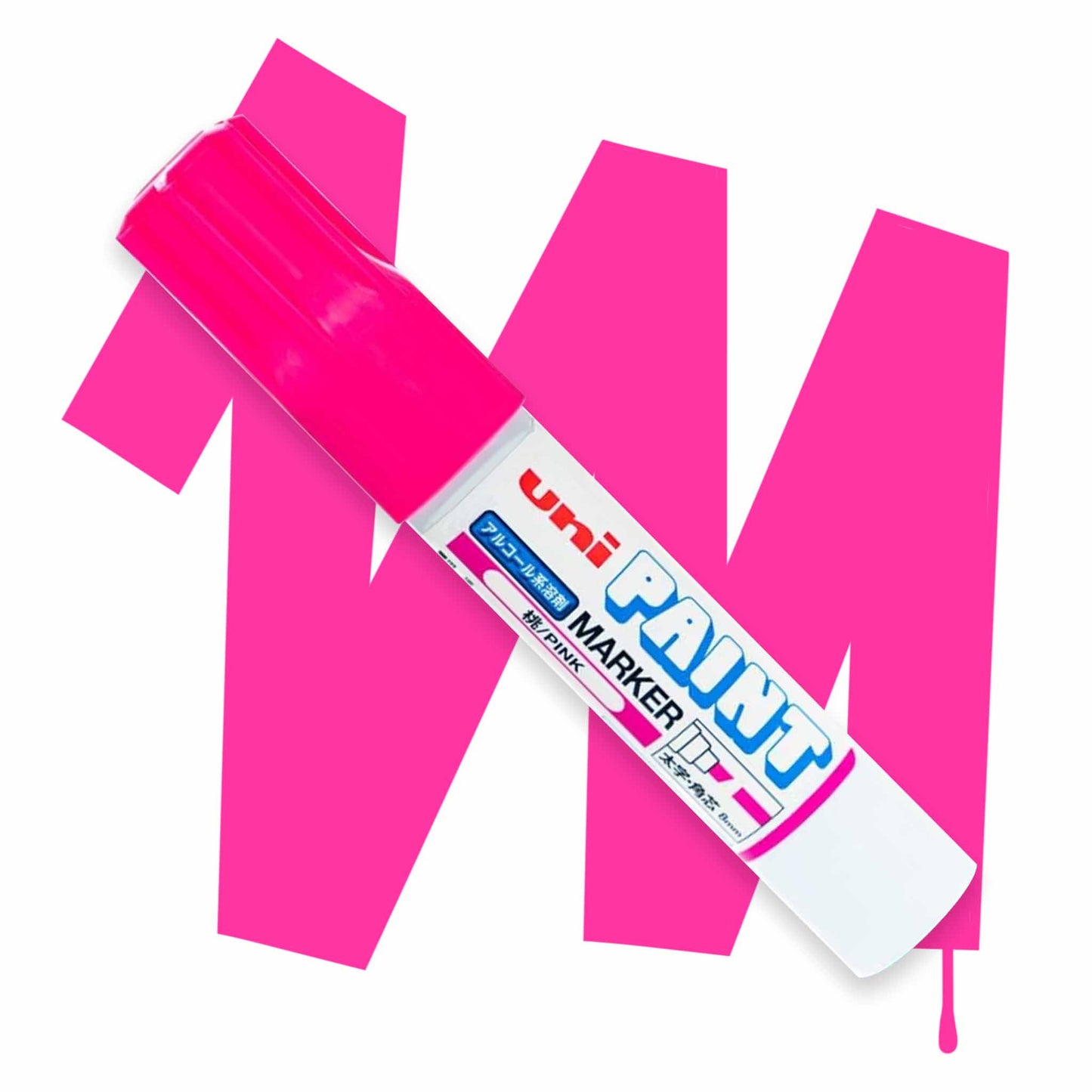 8mm Chisel tip uni paint marker in pink