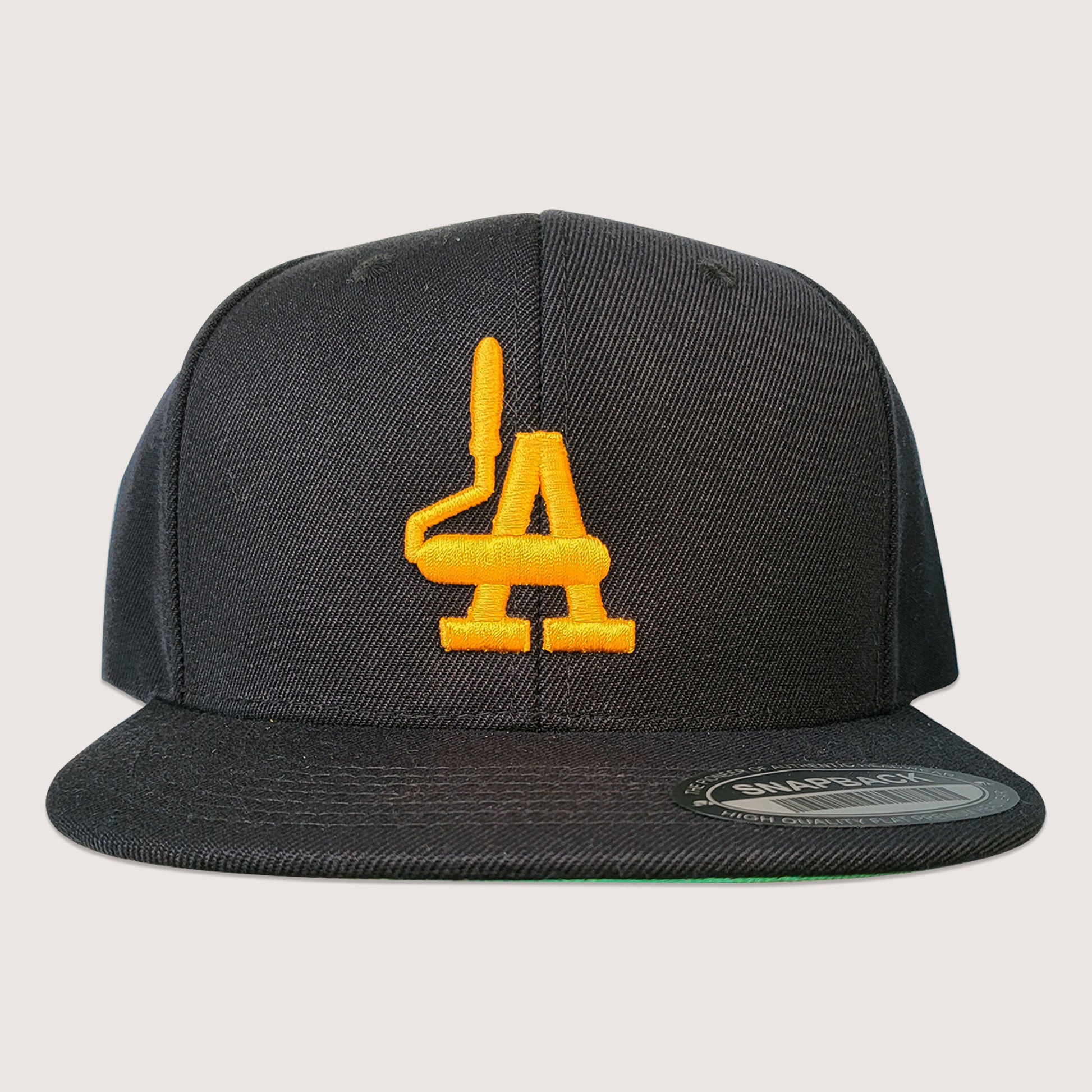 Phatcaps brand baseball cap in black with gold embroidery