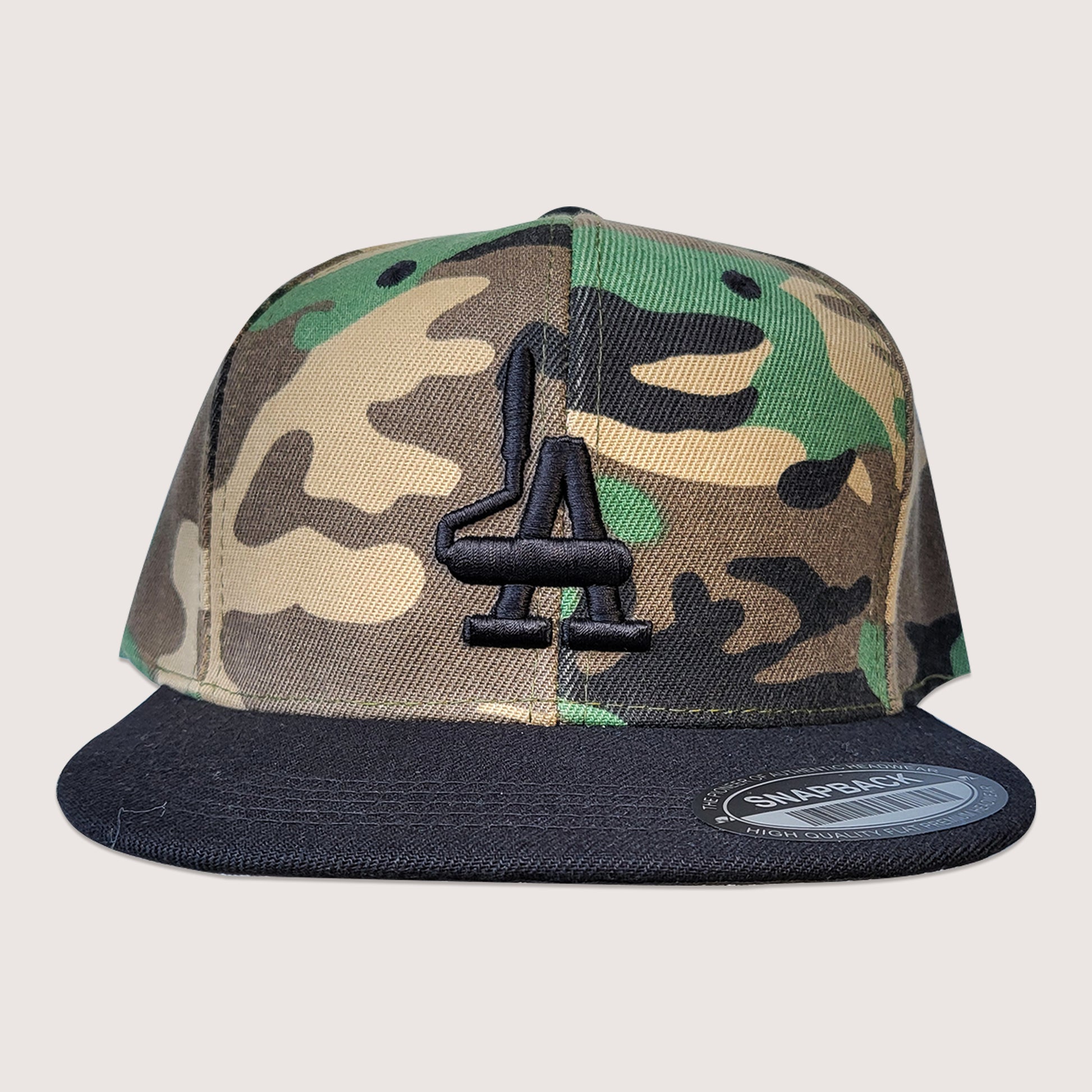 Phatcaps brand baseball cap in camo with black embroidery