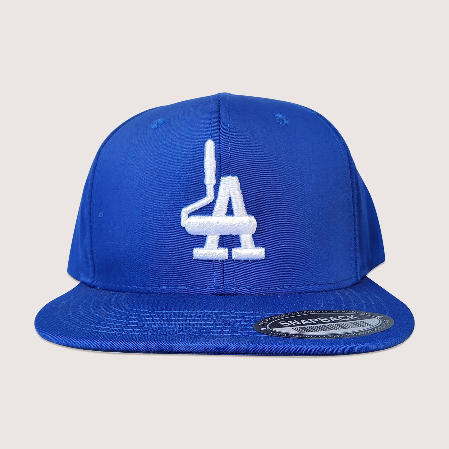 Phatcaps dodger blue baseball cap with white embroidery. 