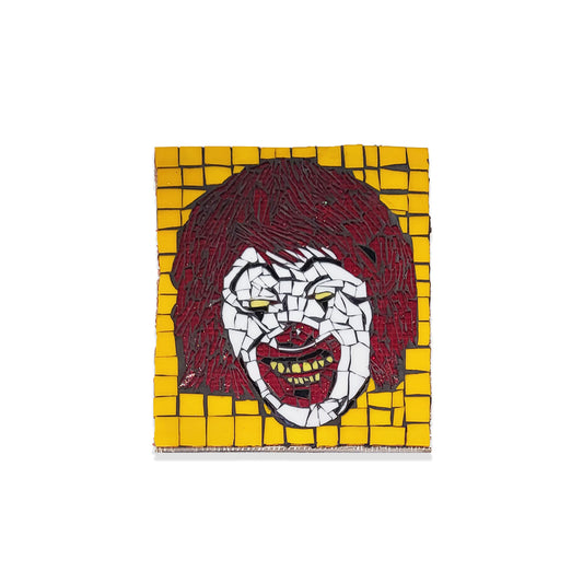 Yellow tile collage of the Ronald McDonald character.