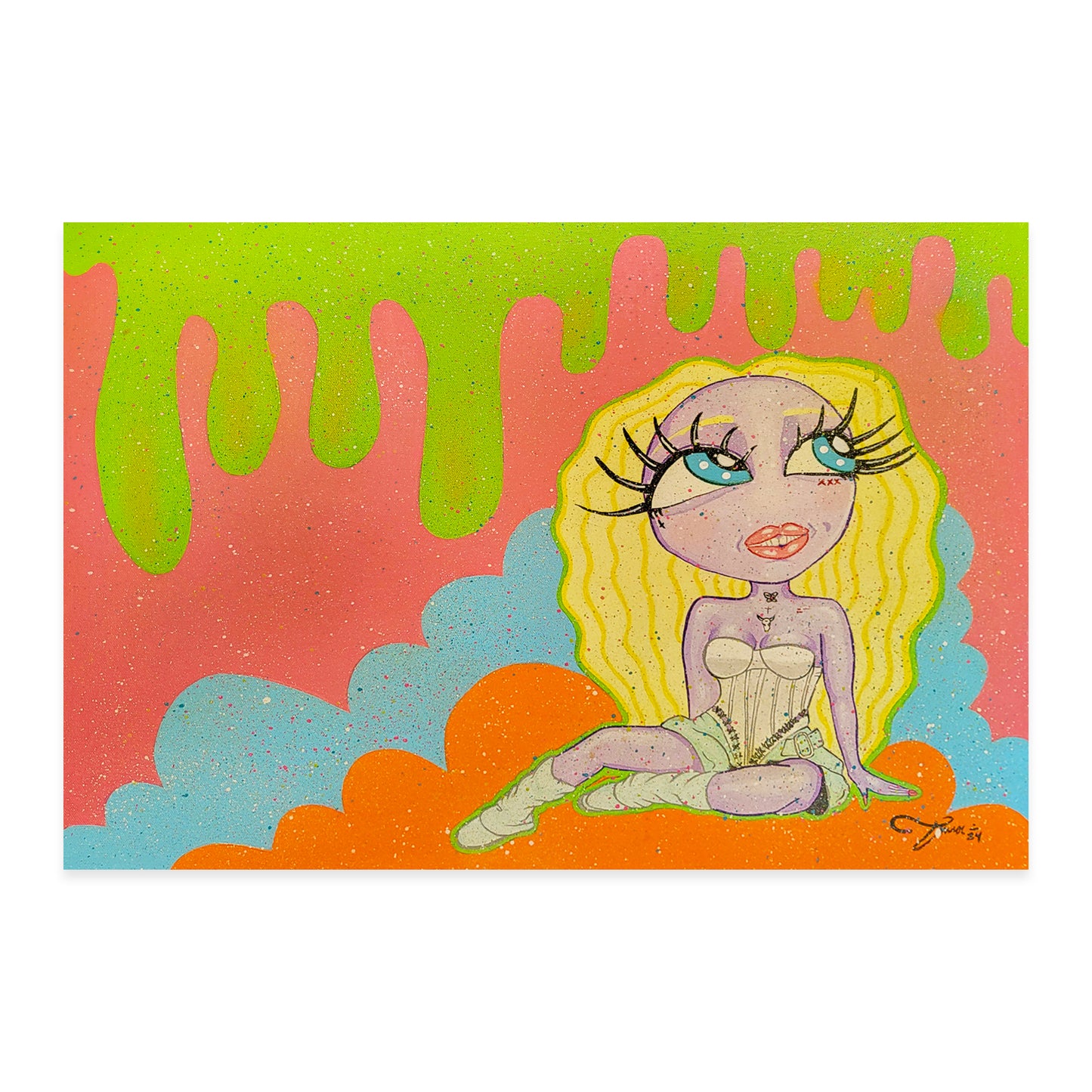 Painted canvas original character by Timoi