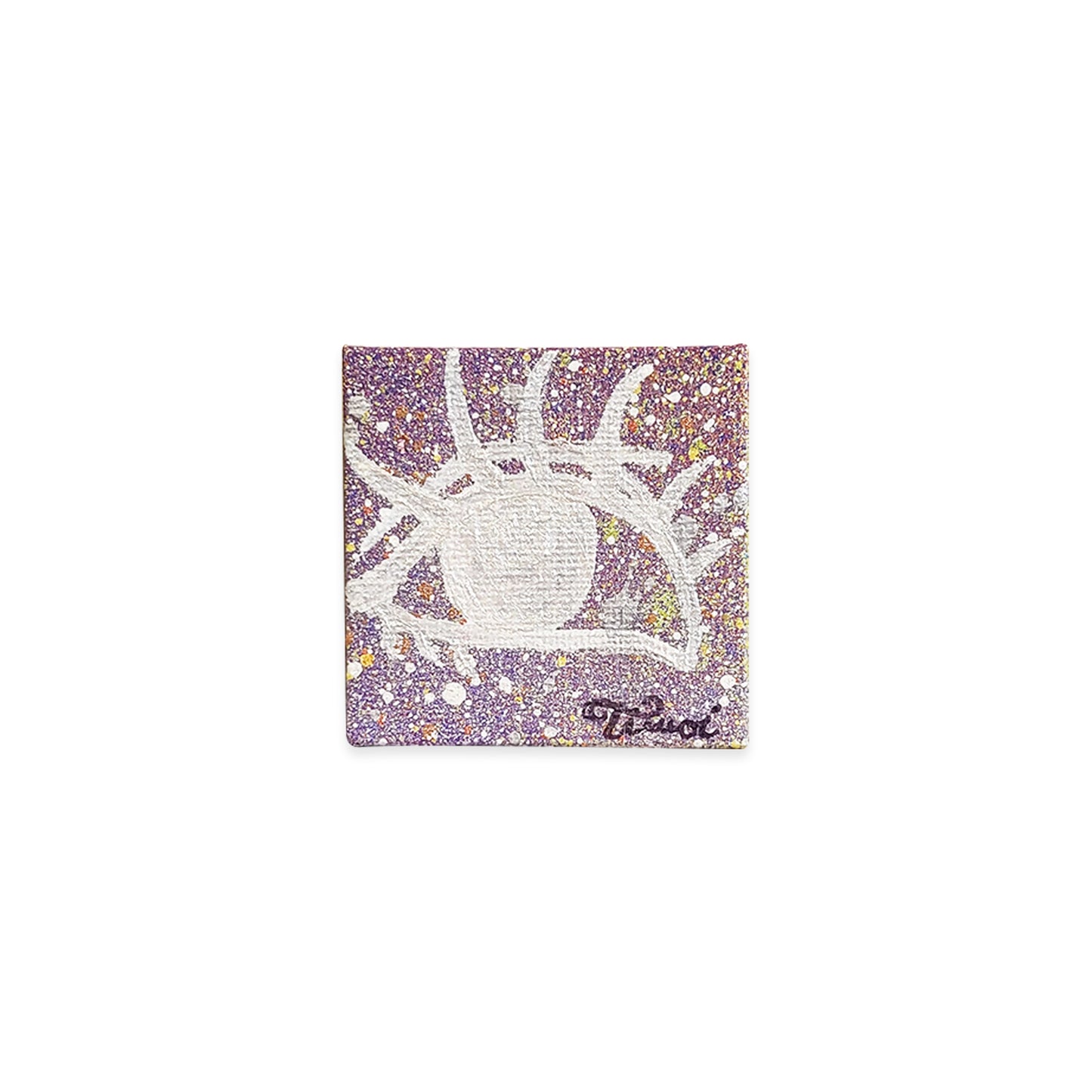 Multicolor mini canvas with drawng on an eye signed by Timoi