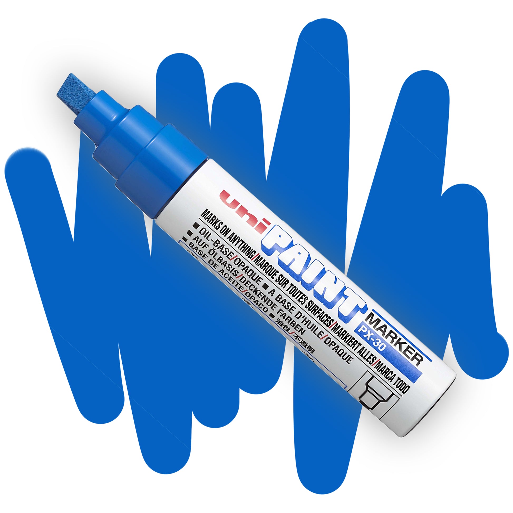 Uni paint chisel tip markers px-30 in blue.