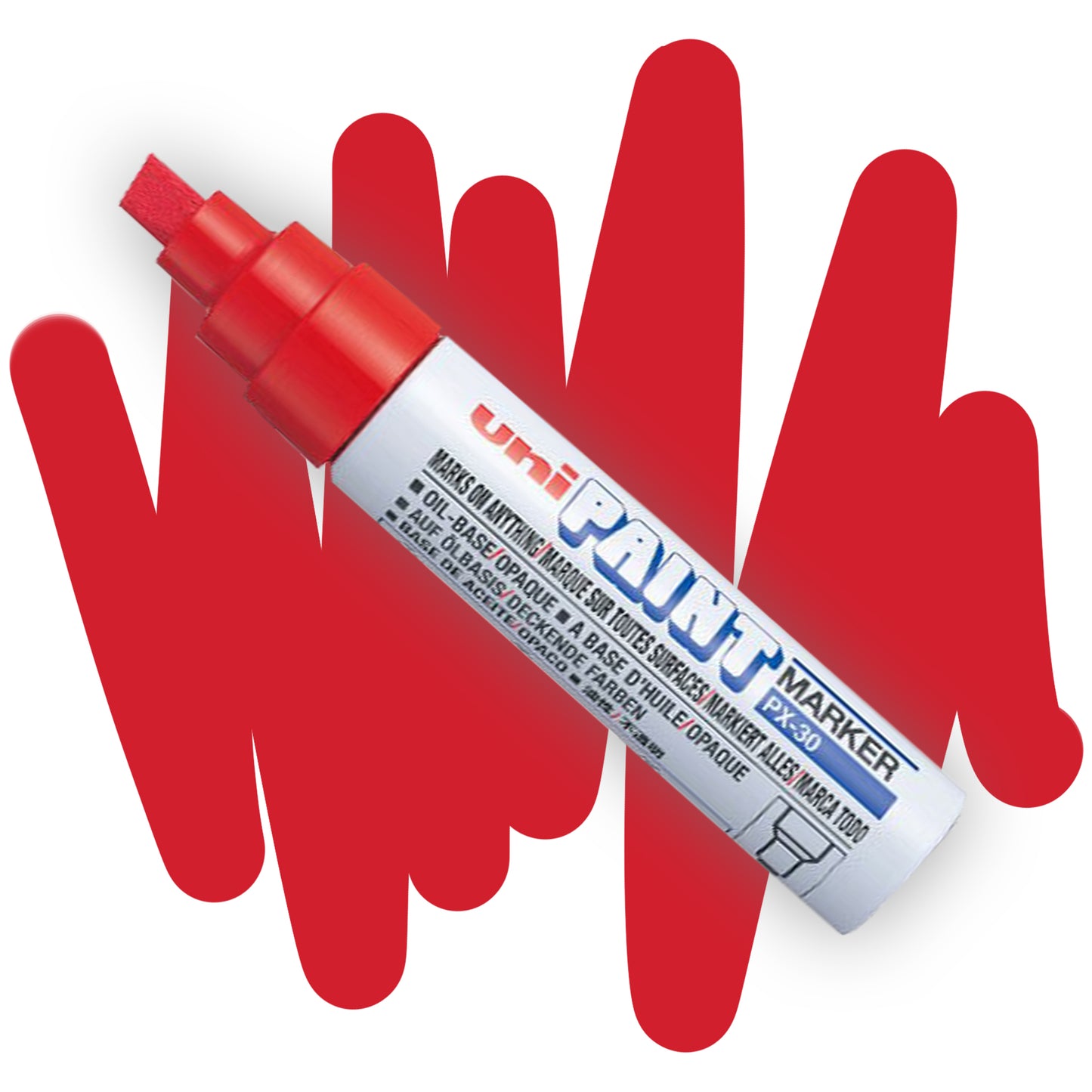 Uni paint chisel tip markers px-30 in red.