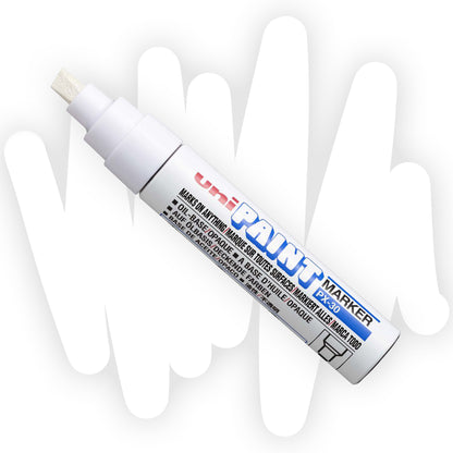 Uni paint chisel tip markers px-30 in white.