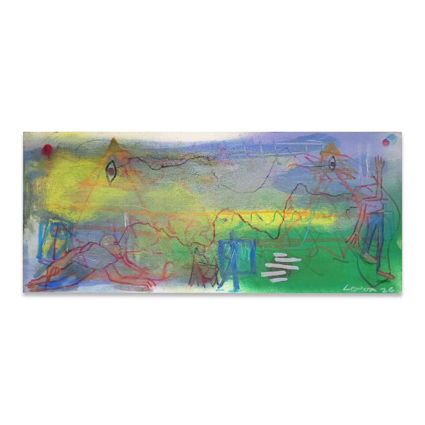 A signed mixed media, abstract painted canvas.