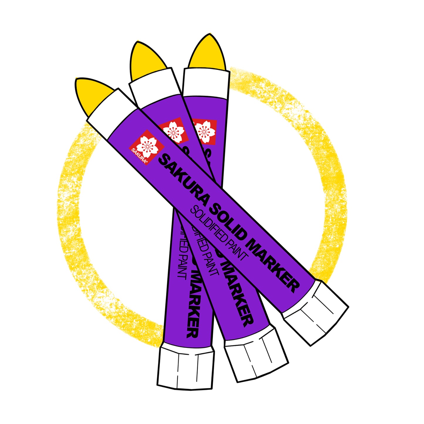 Illustrated Yellow Sakura markers with swatch