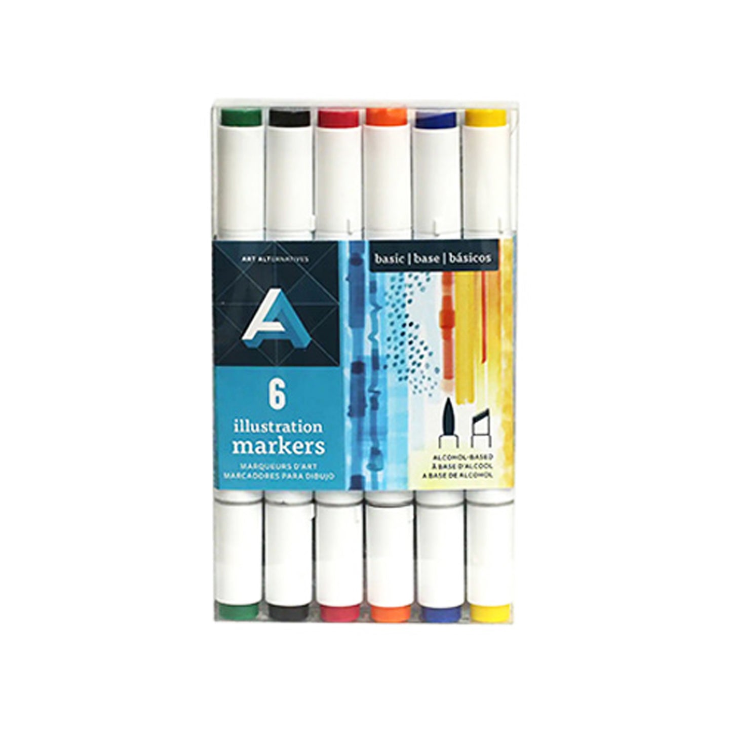 Art alternative 6 pack of primary color illustration markers