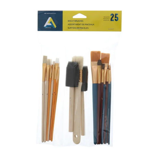 Art Alternative 25 piece brush set packaged with white background