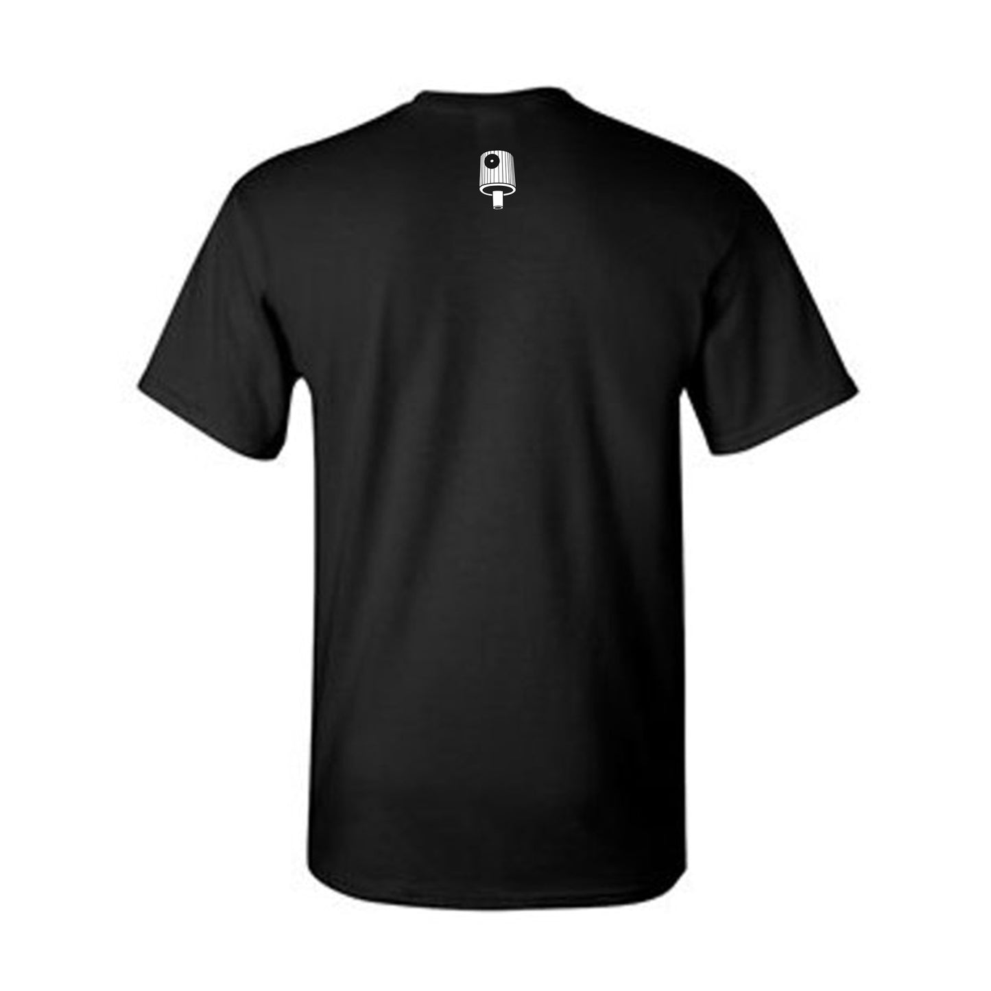 men's black T-shirt with a white cap print