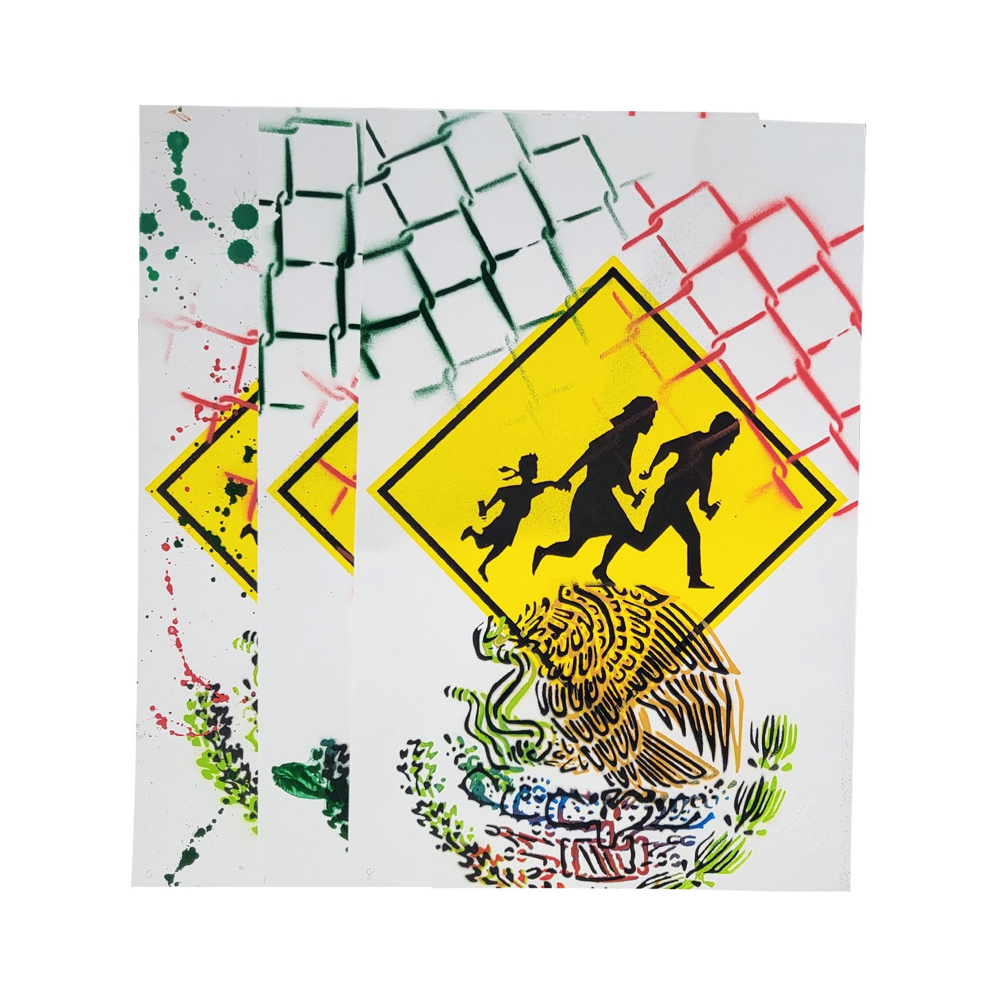 Drew One print with the classic Drew one yelllow sign