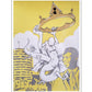 "king one" print by Man One, a print with tones of yellows,grey and black on white paper.