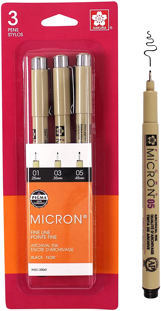 Sakura Pigma Micron Archival Waterproof Pen Size 01 .25mm