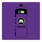 A black outline drawing of a purple spray paint can with the words "belton","premium" and the letter"M" written on the face in black and white font. The background is a color swatch of the same purple with a white border.