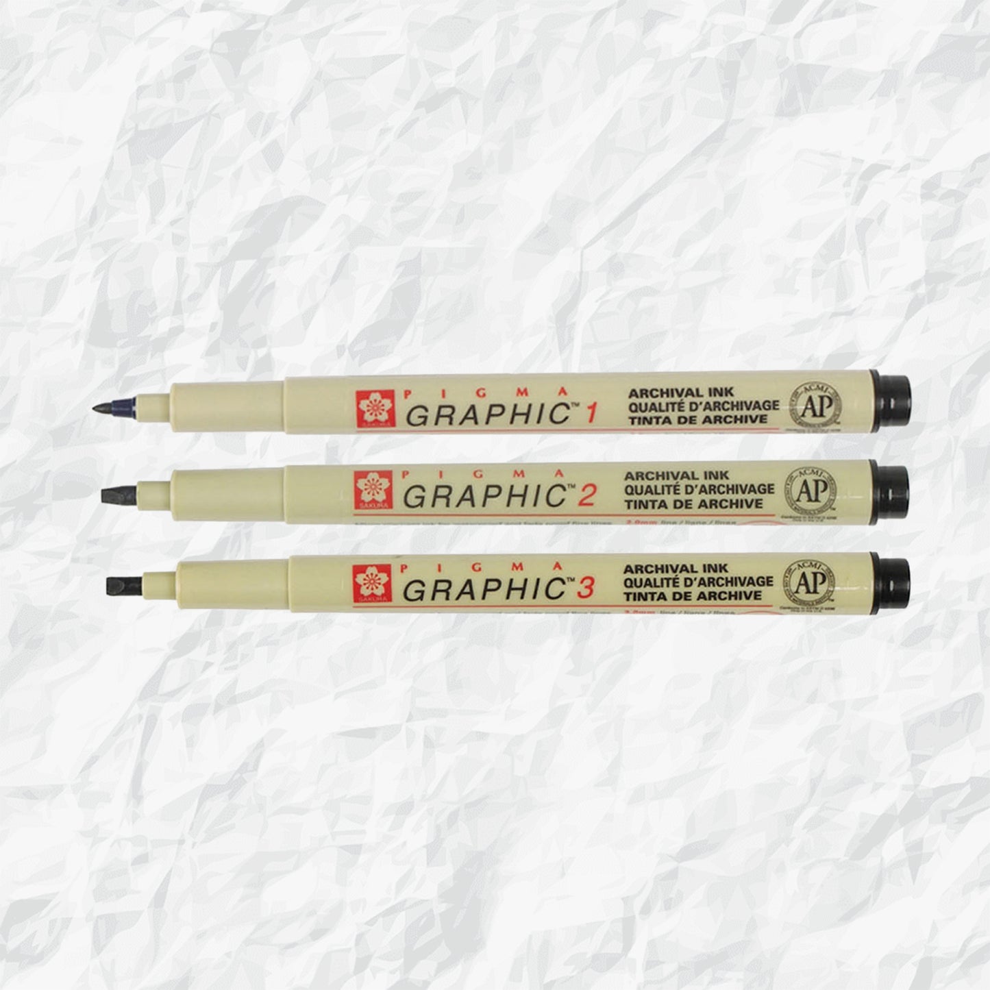 3 different graphic sakura markers.