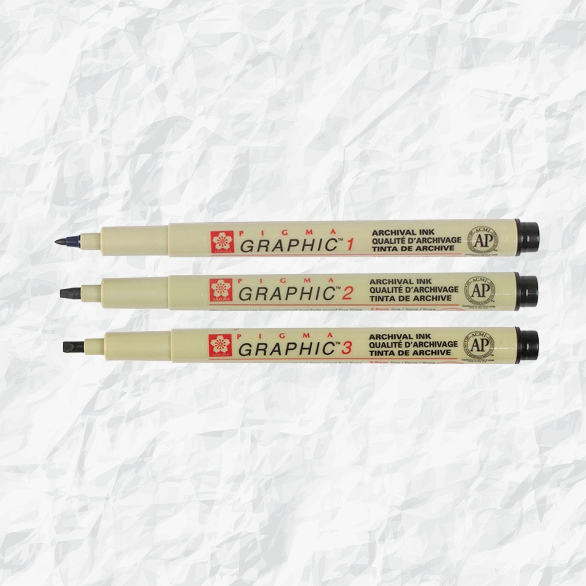 3 different graphic sakura markers.