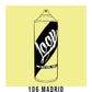 A black outline drawing of a pale yellow spray paint can with the word "Loop" written on the face in script. The background is a color swatch of the same yellow with a white border with the words "106 Madrid" at the bottom.