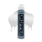 chrome mop container with white cap and the word "Dripper" written on the face in a bold black font. The mop is positioned in front of a white background with drips that match the chrome color of the mop.