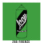 A black outline drawing of a  Green spray paint can with the word "Loop" written on the face in script. The background is a color swatch of the same  Green with a white border with the words "266 Firenze" at the bottom.