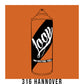 A black outline drawing of a Orange spray paint can with the word "Loop" written on the face in script. The background is a color swatch of the same Orange with a white border with the words "316 Hannovert" at the bottom.