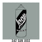 A black outline drawing of a grey spray paint can with the word "Loop" written on the face in script. The background is a color swatch of the same grey with a white border with the words "342 San Jose" at the bottom.