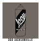 A black outline drawing of a grey spray paint can with the word "Loop" written on the face in script. The background is a color swatch of the same grey with a white border with the words "360 Jacksonville" at the bottom.