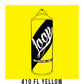 A black outline drawing of a neon yellow spray paint can with the word "Loop" written on the face in script. The background is a color swatch of the same neon yellow with a white border with the words "410 FL yellow" at the bottom.