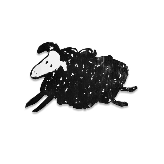 Wood cut out and painted black sheep