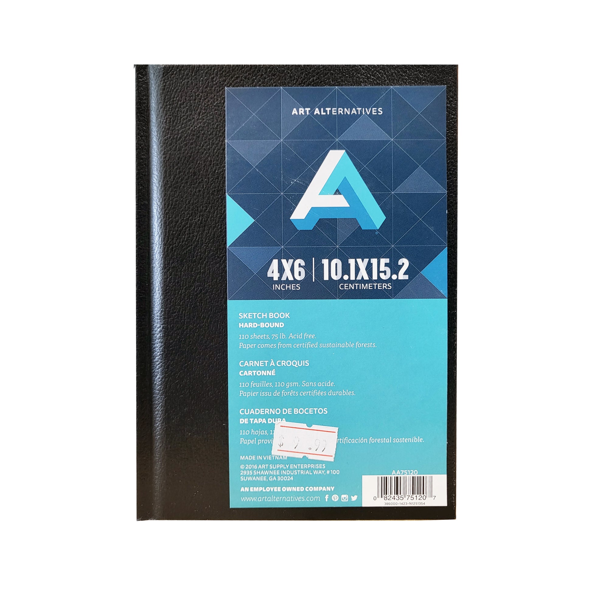 Art alternatives black, hard cover sketchbook blackbook 4x6