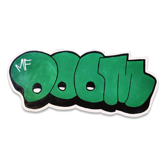 MF Doom logo wood cut out painted