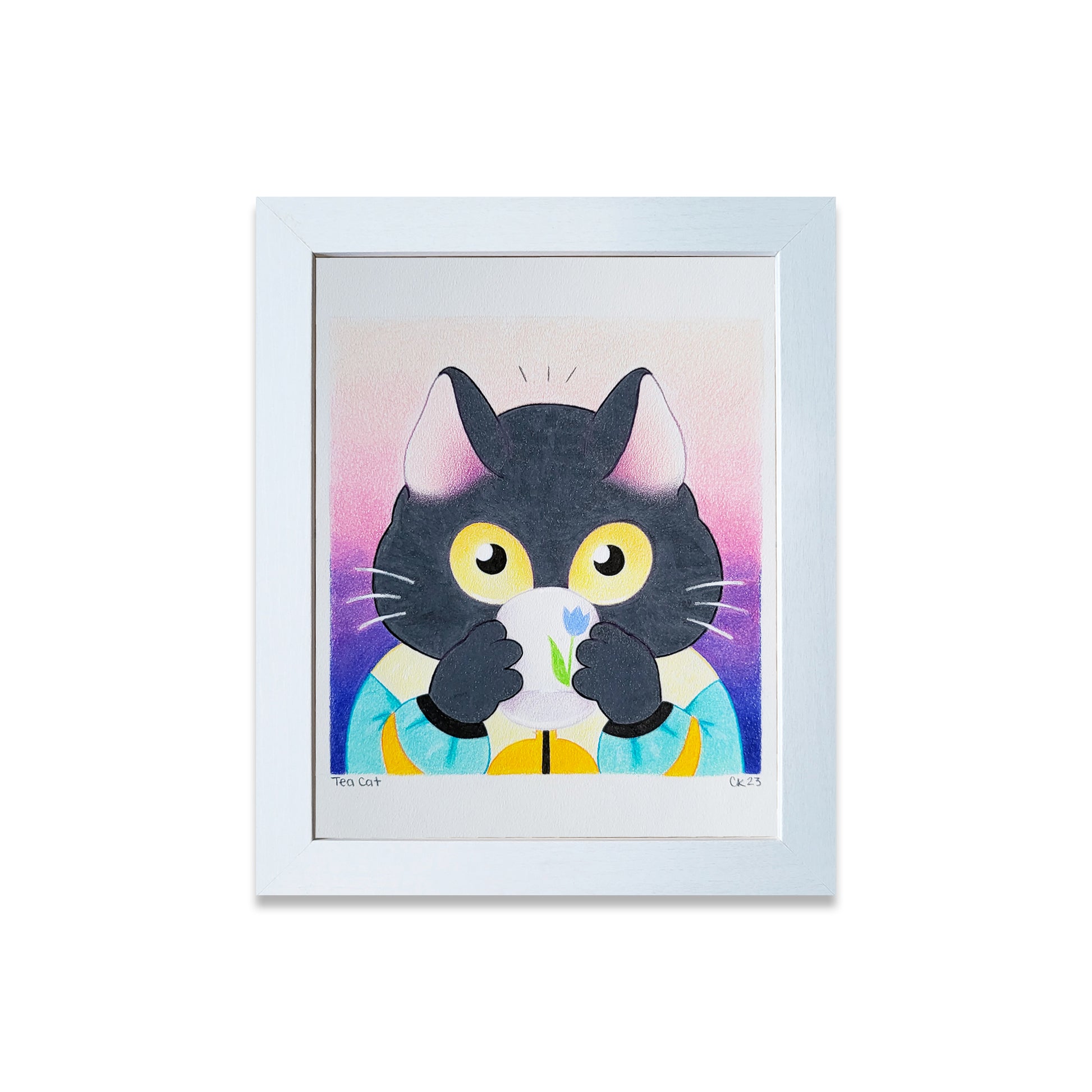 White frame of colored cat design
