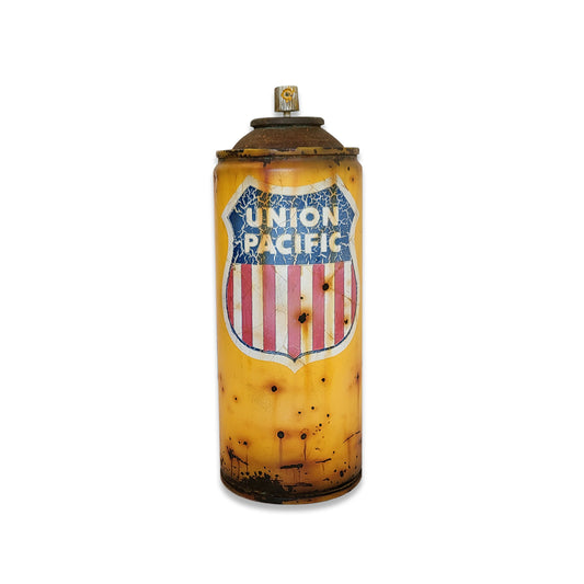 Vintage looking spray paint can with union pacific logo